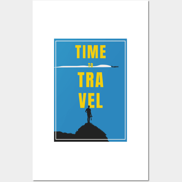 Time To Travel Graphic Art In Blue-Yellow Wall Art by boholoc0